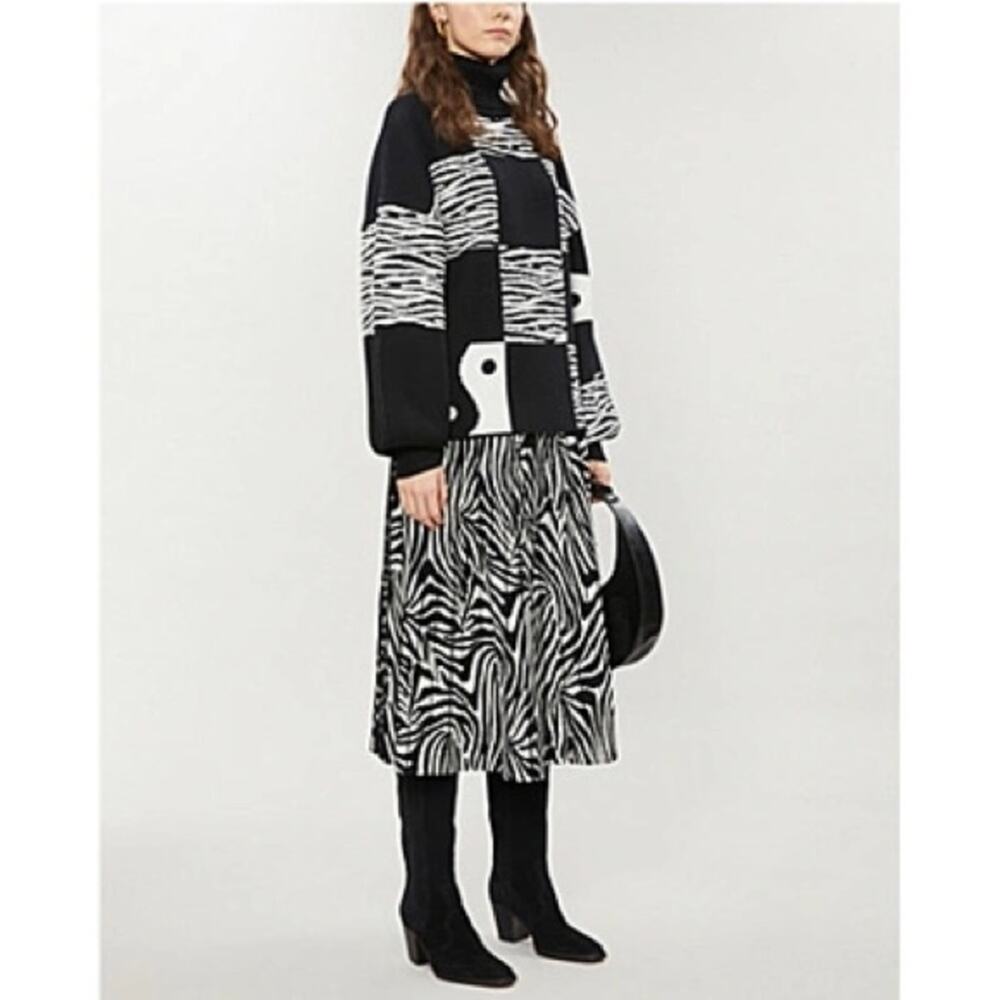 NWT Ted‎ Baker Viviynn Zebra Pleated Midi Skirt
